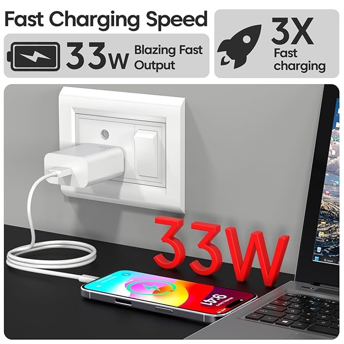 Image of Original 33 W Adapter with Type USB to C Cable Compatible with Xiaomi Redmi 10S /10T Pro /Note 9 /Note 10 / Poco M2 Pro /Note7 Pro /Note9 Pro Adapter and Cable Replacement Warranty