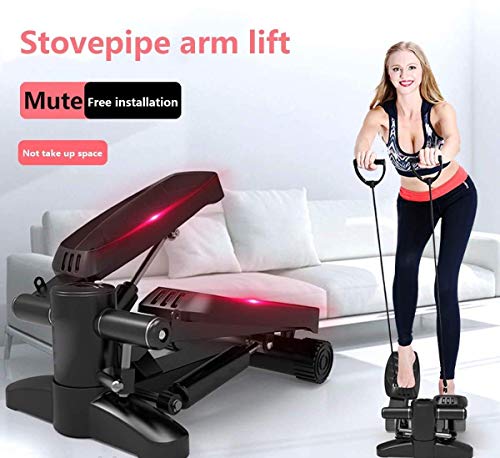 Image of Mini Stepper Fitness Cardio Exercise Trainer Stair Stepper Twisting Machine with Resistance Bands Monitor for Full Body