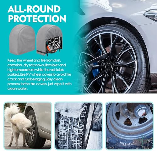 Image of K-Musculo RV Tire Covers 4-Pack, 5 Layer Nonwoven Waterproof Wheel Covers for RV Wheel Travel Trailer Camper Truck SUV, Fit 24-26 Inch Tire Diameter (Gray)