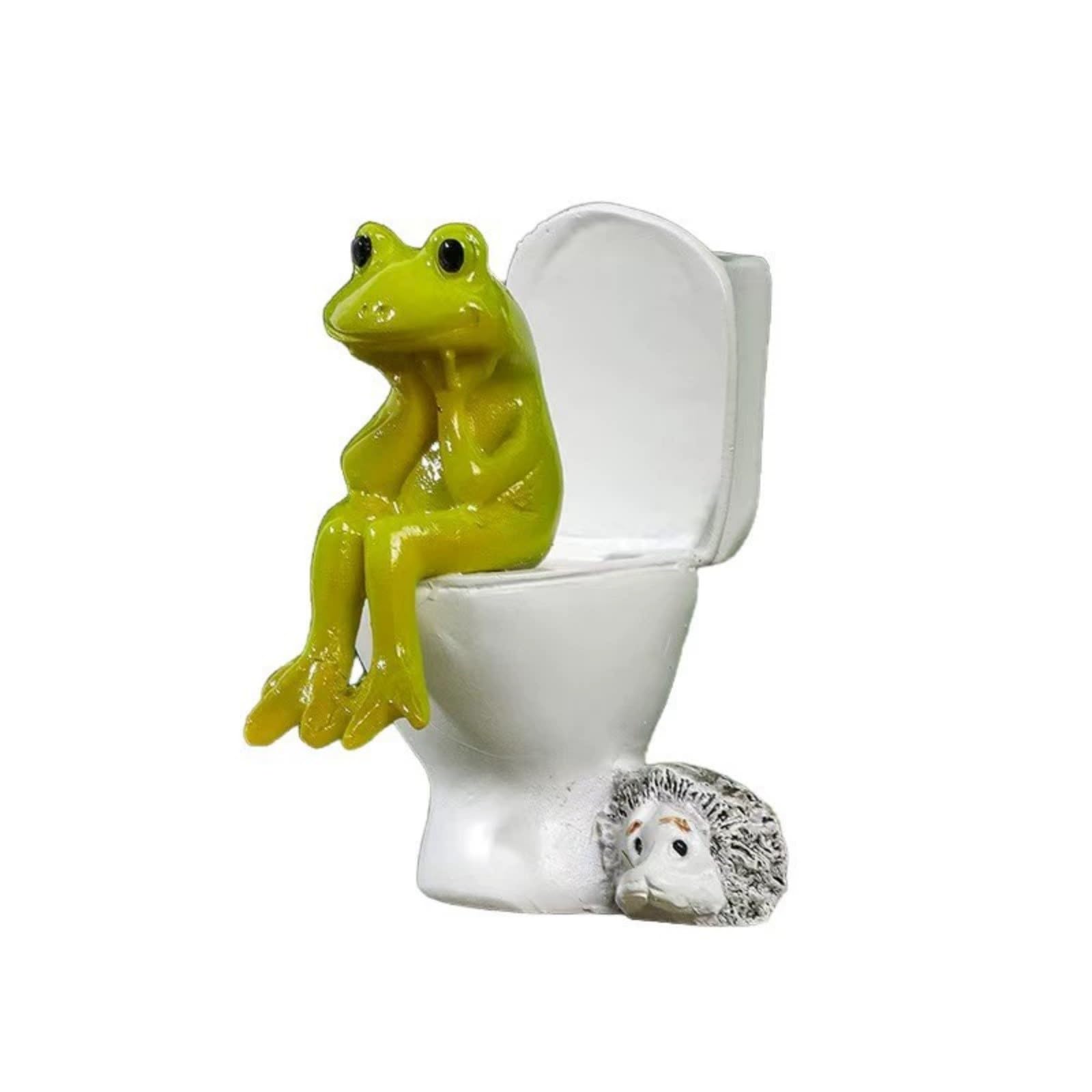 Figurine de toilette grenouille en résine compacte et rigolote de 6,5 cm