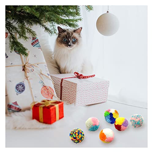 Andiker Katzenbälle in verschiedenen Farben, interaktives buntes Wollgarn, Katzenbälle, Pom-Pom-Katzenbälle, Jagd-Spielzeug für Indoor-Katzen, 6 Stück – Bild 6