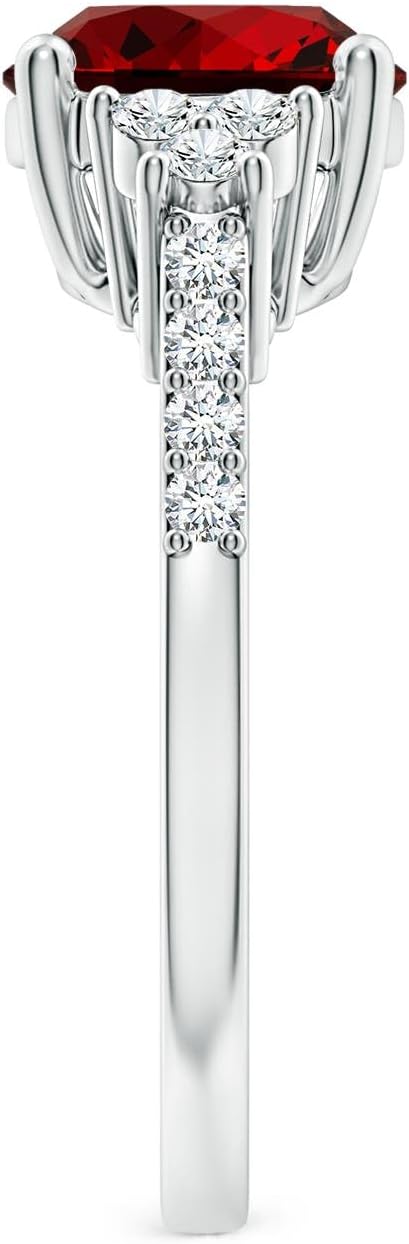 Angara Lab Grown Ruby Engagement Ring for Women | Horizontally Set Oval Lab Ruby Solitaire Engagement Ring in 14K Solid Gold/Silver/Platinum | July Birthday, Gemstone Jewellery Gift