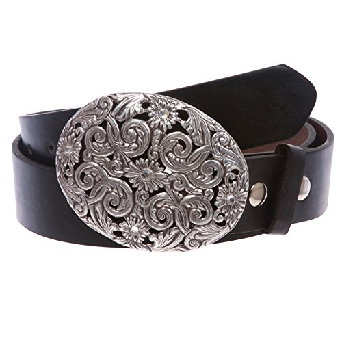 Western Antiqued Silver Sunflower Filigree Rhinestones Oval Belt2