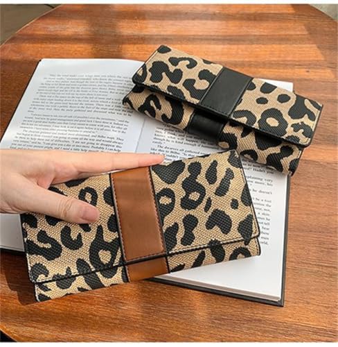Leopard Print Wallet for Women Cheetah Print Envelope Clutch Purse Leopard Credit Card Holder RFID Blocking (Long Black)2