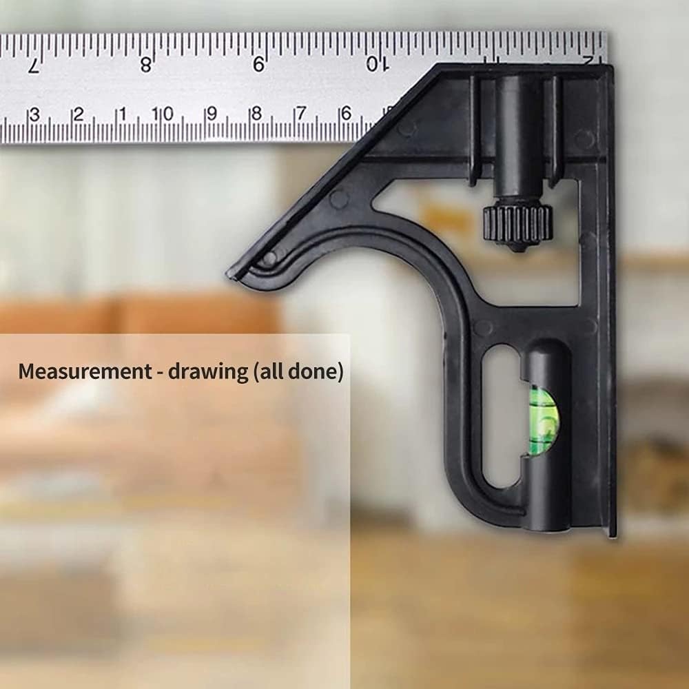 DIY Precise Stainless Steel Measuring Tools Aluminium Combination Mobile Square Workshop Hardware Angle Spirit Level 12" 300mm(D)