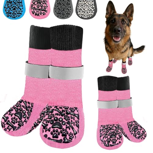 Chaussettes chien anti-léchage grip maximum XL rose os