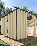 HolidayIdeas Outdoor Curtains for Patio Waterproof, 4 Panels - 54 x 84 Inch - Privacy Protection & Light Filtering Curtains Cream Grommet Outside Curtains for Porch, Gazebo, Pergola, Backyard