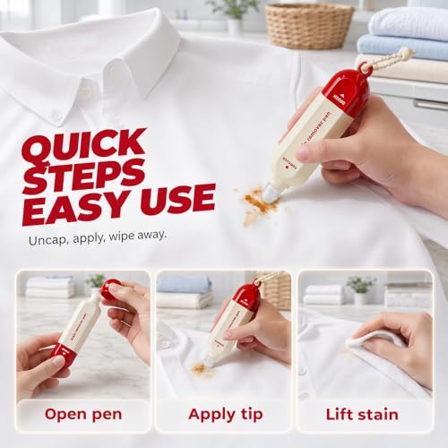 Image of Double-Headed Instant Stain Remover Pen - Dual-Tip Waterless Stain Remover for Oil, Wine & Food Stains, Compact Travel Spot Cleaner for Clothes, Office, Car, Home,1 Pcs - Red