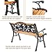 Giantex 50 Inch Patio Bench, Outdoor Furniture Rose Cast Iron Hardwood Frame Porch Loveseat, Weather Proof Porch Path Chair for 2 Person Outside Bench
