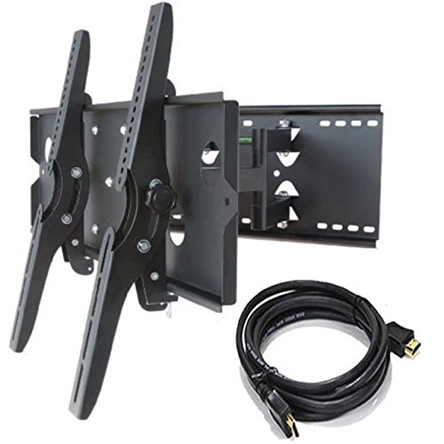2Xhome Tv Wall Mount Bracket (Dual Arm) + Free Hdmi Cable – Secure Cantilever Led Lcd Plasma Smart 3D Wifi Flat Panel Screen Monitor Moniter Display Large Displays - Long Swing Out Dual #TOP18
