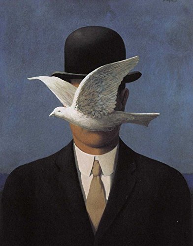 Sculpture - The Man wiht the Bowler Hat - 16cm, replica based on a printing by Rene Magritte #04, White - Image 2