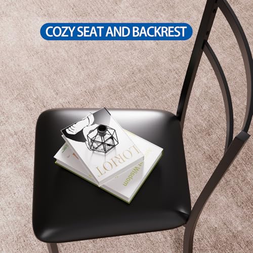 GarveeHome Dining Table Set for 2, Round Kitchen Table and Upholstered Chairs for 2, 3 Piece Dining Room Table Set, Kitchen Table Set for Small Space, Apartment, Retro Brown