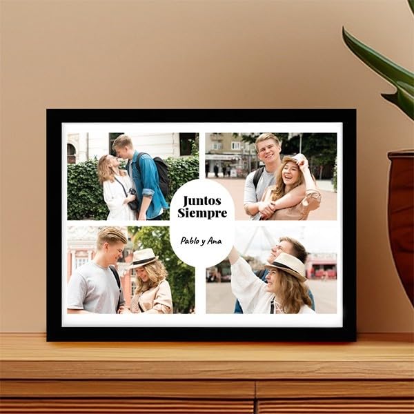 Transparent Gift Placa Personalizada con 4 Fotos. Cuadro decorativo con Fotos. Regalos Personalizados para Familia, Amigos, Pareja. Regalo de Cumpleaños, Navidad. Placas de Metacrilato