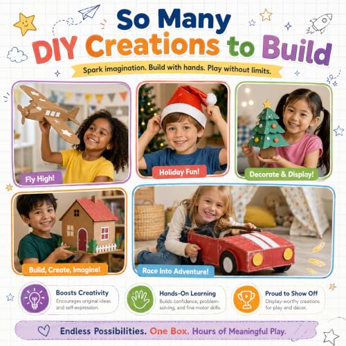 Image of | Kid Safe Cardboard Cutter | Safety Craft Knife for Kids | No Sharp Edge Bladeless Tool for DIY STEM Projects, Cardboard Building, Homeschool Art & Upcycling Crafts