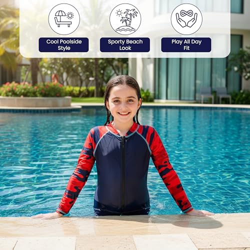 Image of ZIUM Girls 4 Way Lycra Swimsuit Cum Diving Suit with Print & Plain Options
