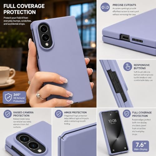 Image of amazon basics Slim Matte Hard PC Back Cover Case for Samsung Galaxy Z Fold 8 with Integrated Hinge Protection and Smooth Anti-Fingerprint Finish (Midnight Purple)