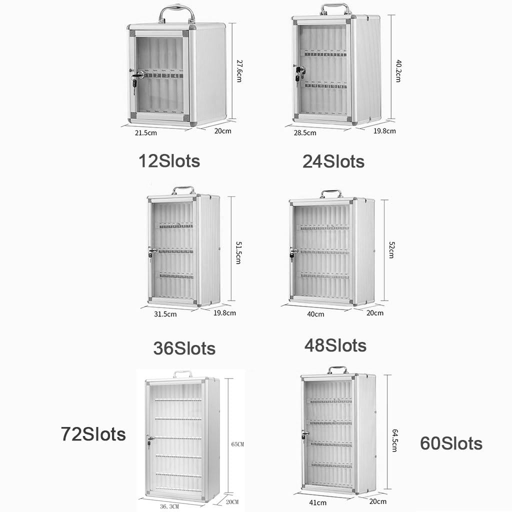 Armoire De Rangement pour Téléphone Portable Boîte De Rangement pour Téléphone Portable en Alliage D'aluminium De 12 À 60 Emplacements Organiseur Mural Verrouillable pour Salle(Silver-A,36)