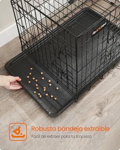 Miniatura 6 de Feandrea Jaula para Perros Plegable con 2 Puertas, Bandeja Extraíble, 122 x 74,5 x 80,5 cm, XXL, Negro PPD48H