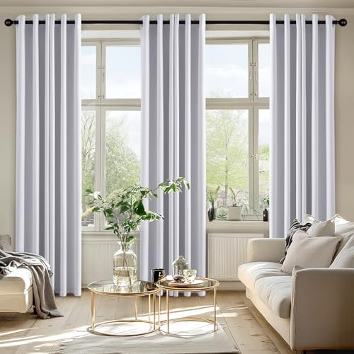 Image of MIULEE Blackout Curtains for Bedroom Living Room 2 Panels, Thermal Insulated Room Darkening Drapes Grommet Noise Reducing Light Blocking Window Treatments 80 Inches Long 40x80 Inch Greyish White