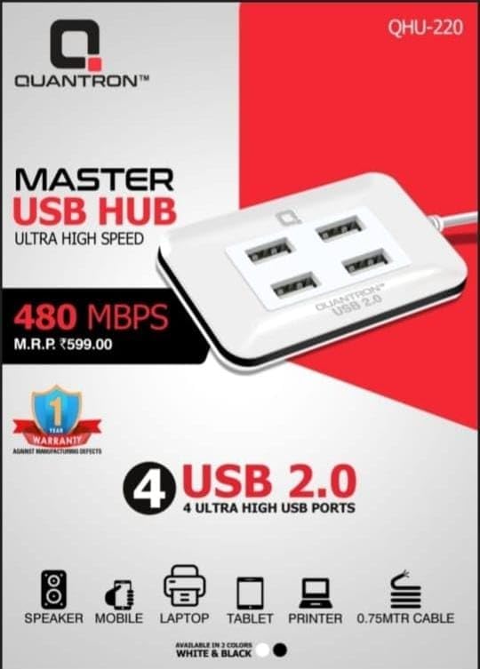 Image of QUANTRON QUH-220 USB 4 Port Hub for Desktop Server PC Notebook Laptop.