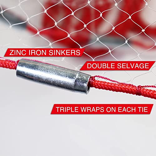 image for BasicGear Cast Net | Zinc Iron, 4ft Radius, 3/8 inch Mesh for Freshwat