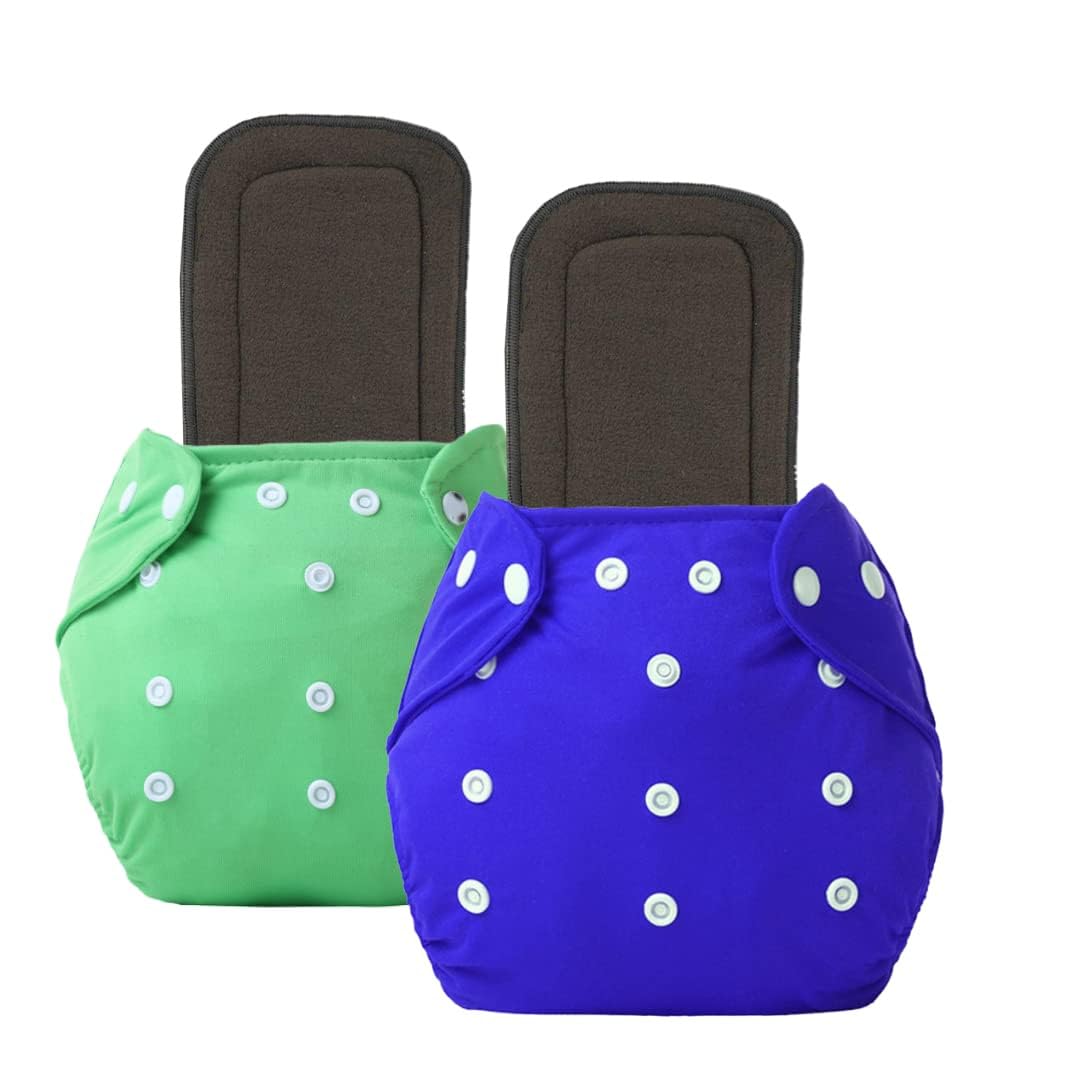 P-BEAUTY Baby Diaper Premium Cloth Cotton Diaper Reusable, Adjustable Size, Waterproof, Pocket Cloth Diaper Nappie Pack of 2 | DHR026