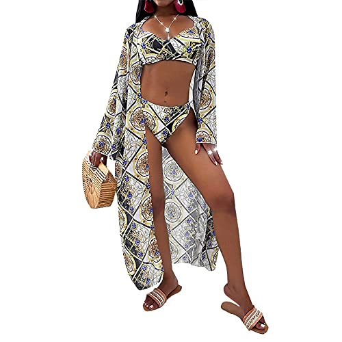 Godoboo Conjunto de Bikini para Mujer Bikini de Tres Piezas para Mujer Traje de Baño para Mujer Sexy Bikinis para Playa Ajustable con Cordones Cover