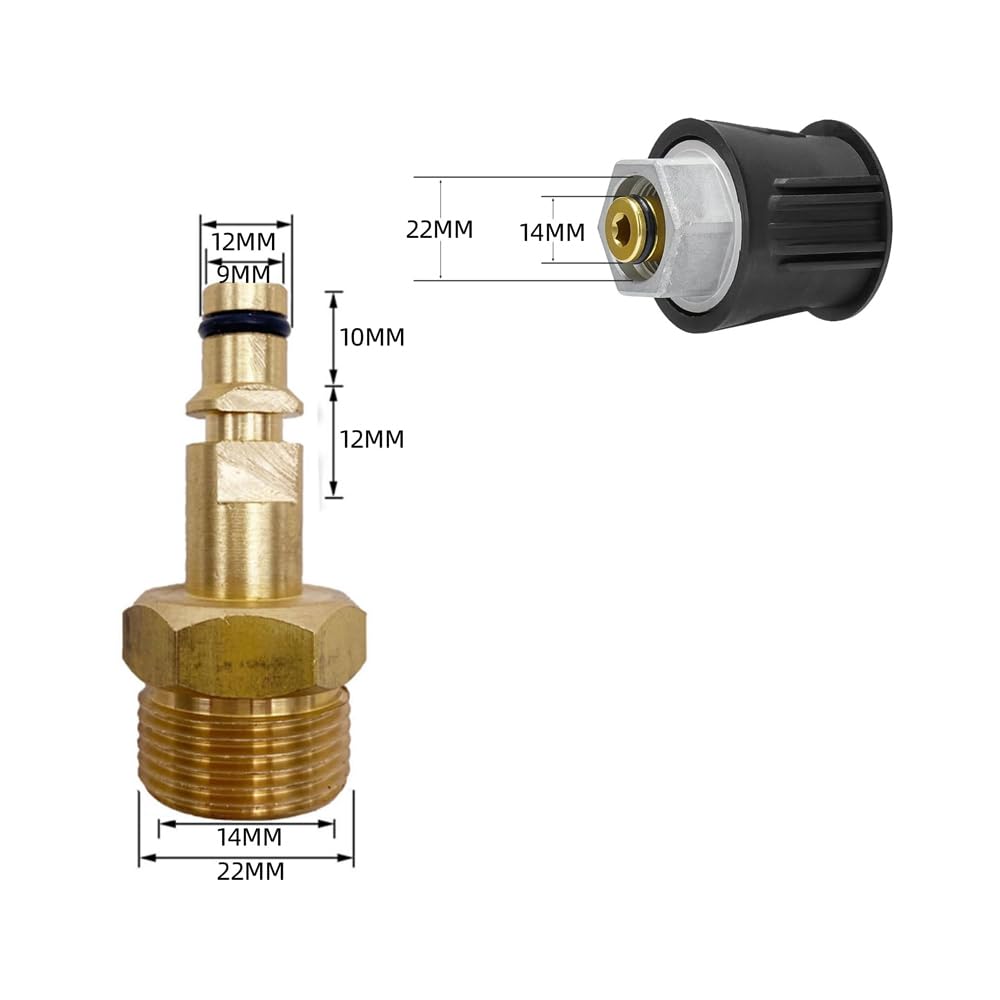 Adaptador de conexión rápida M22 para conector de manguera de hidrolavadora Acoplador de manguera de hidrolavadora M22 Compatible con la serie K2-K7 Lata de hidrolavadora de alta presión