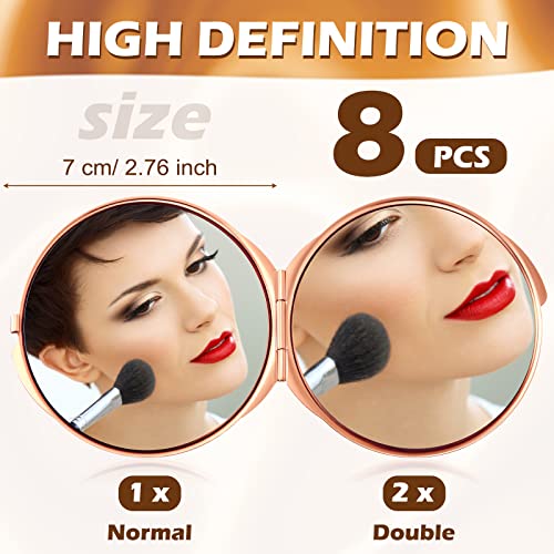 Espejo compacto doble cara 8 piezas color oro rosa miniatura 2