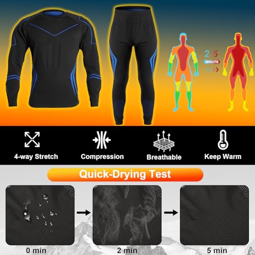 Patelai 2 Pack Men Thermal Underwear Set Mens Compression Quick Drying Warm Base Layer for Winter Skiing Hunting4