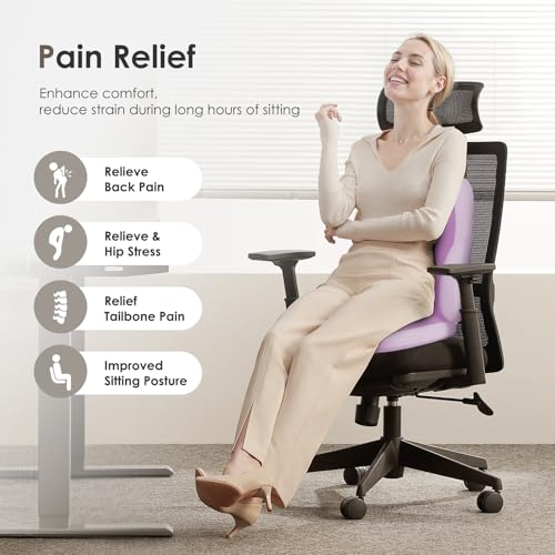 Image of FLORICH Car Seat Cushion and Back Support for Car Ultrathick Memory Foam Office Chair Cushions with Lumbar Support Pillow for Sciatica & Back & Tailbone Pain Relief (Purple)