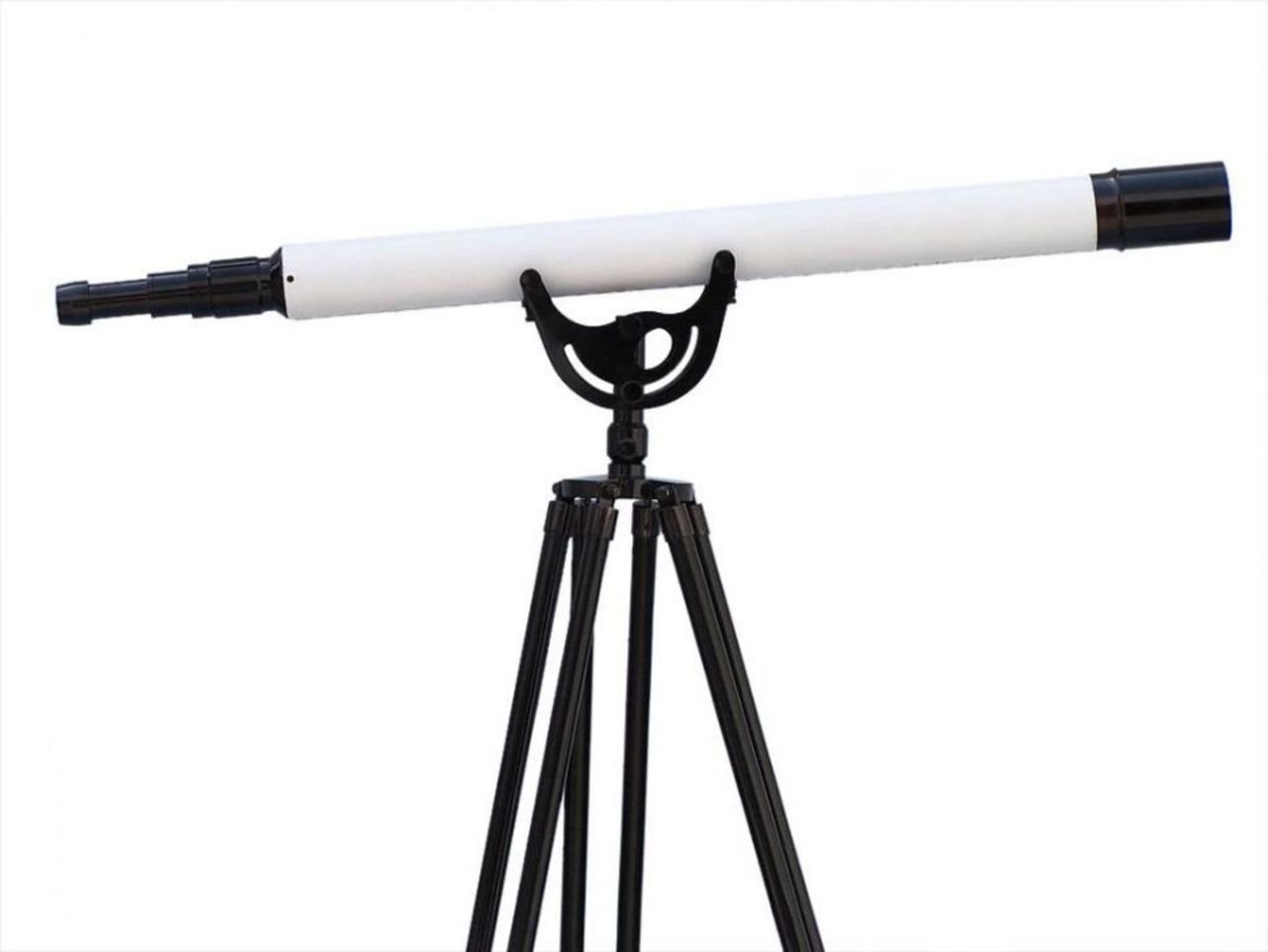 Hampton Nautical ST-0148-BWLB Floor Oil-Rubbed Bronzed-White Leather with Black Stand Anchormaster Telescope 65