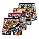 FREEGUN Boxer Homme Looney Tunes, Caleçon Homme, Confortable & Ultra-Doux (Lot de 4), Orange Taille XXL