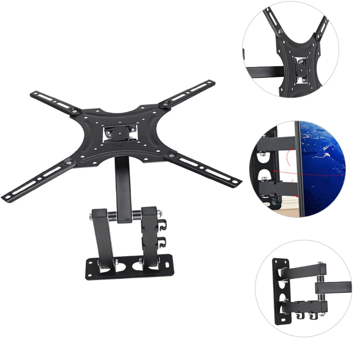 Homoyoyo Tv Wall Mount Stand Swivel Tv Bracket Height-Adjustable Cable Management System