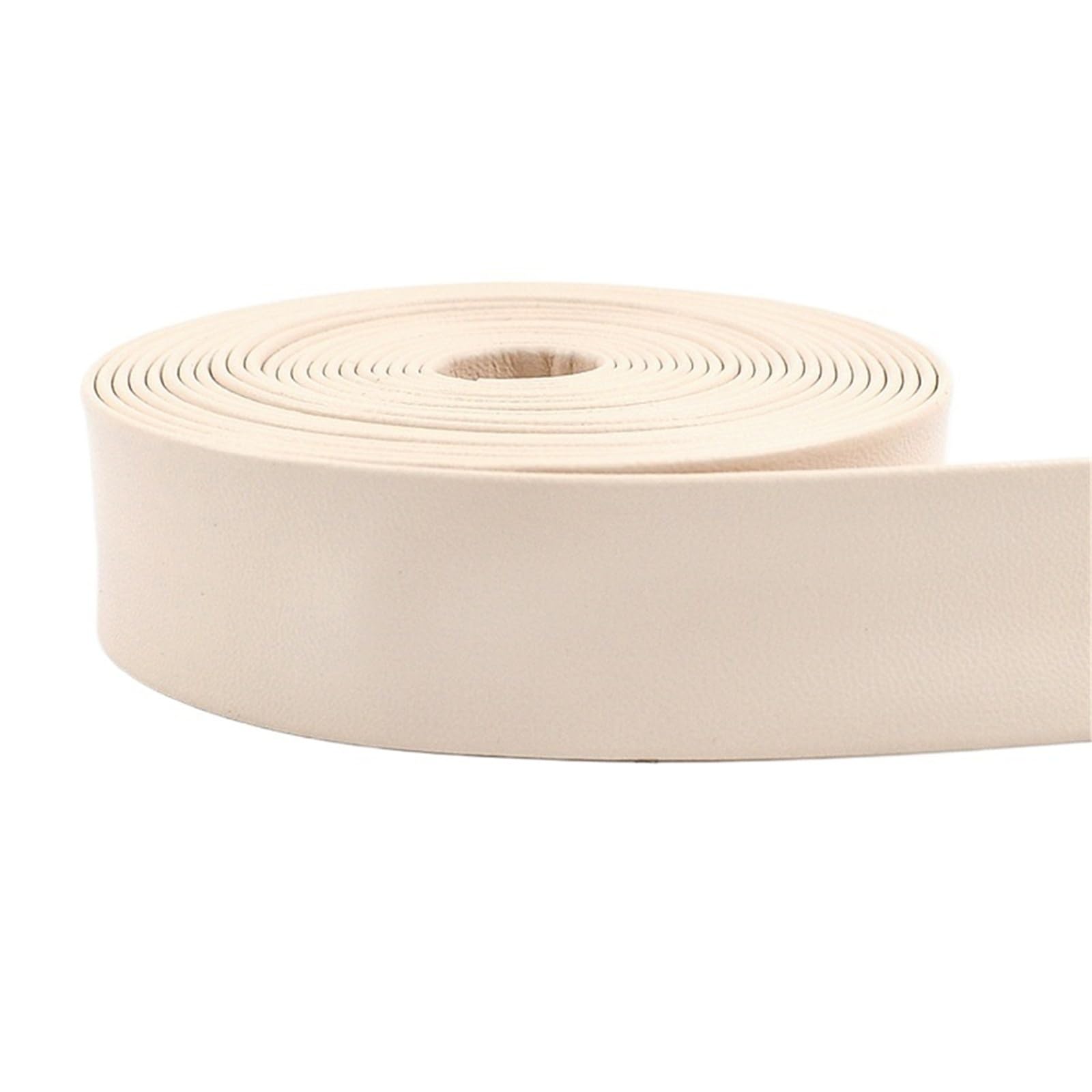 Biais en cuir synthétique PU beige texturé pour finitions de maroquinerie