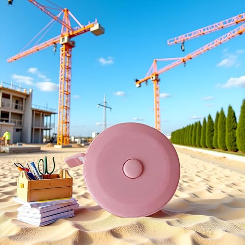 Cinta métrica retráctil portátil rosa 150 cm miniatura 3