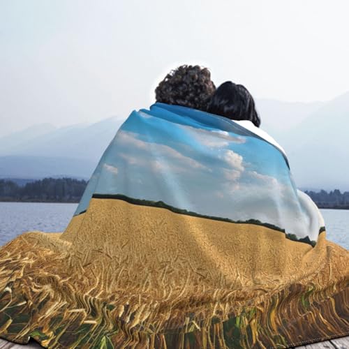 Couverture en micro polaire pour climatisation plaid canapé champ de céréales 152x127 cm