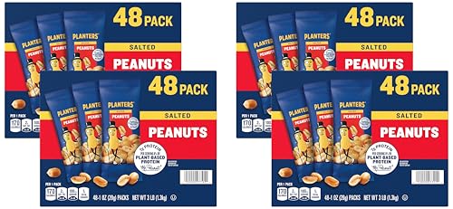 Image of PLANTERS Salted Peanuts, 1 oz. Bags (192 Pack) - Snack Size Peanuts with Sea Salt & Simple Ingredients - Convenient Snacking - On the Go Snacks - Kosher