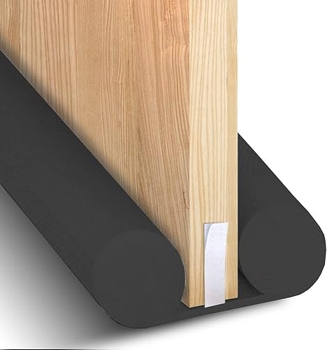 Tope de corriente para debajo de la puerta, tapones ajustables de 24 a 38 pulgadas, bloquea el polvo y el ruido de la luz del viento (negro)