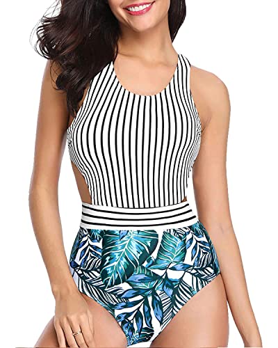 Image of Tempt Me Women One Piece Swimsuits Tummy Control Cutout Bathing Suit for Teen Girls Zip Up Monokini