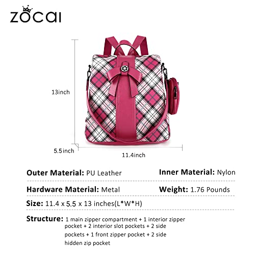 Image of ZOCAI Backpack Purse for Women Fashion Backpack Purses PU Leather Daypacks Anti-Theft Shoulder Bag Satchel Purse