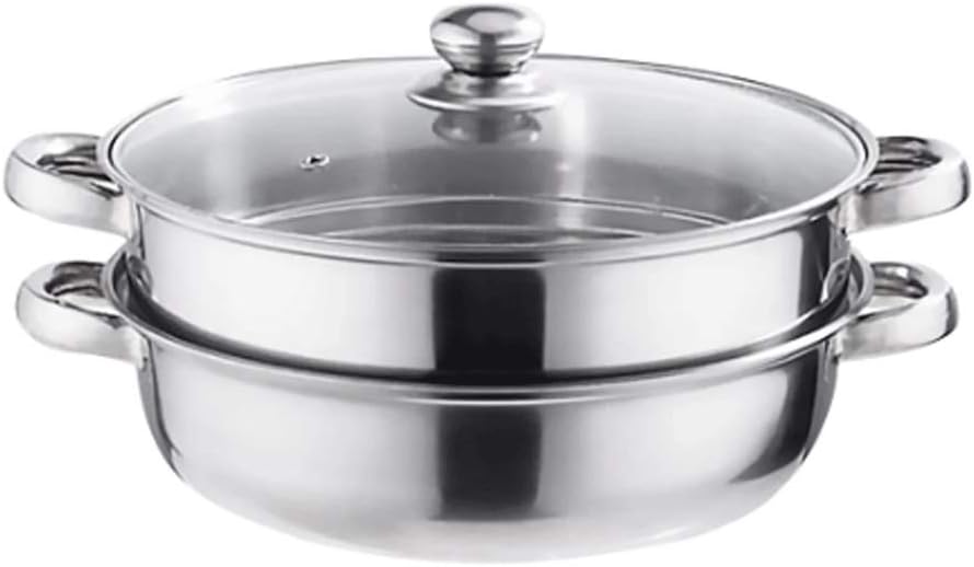 1Pc 28cm Multifunctional Steam Pot Layers Stockpot Stainless Steel Steamer Cooking Boiler Silver