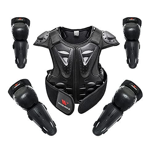 WOSAWE Kinder-Schutzkleidung mit Knieschoner Ellenbogenschoner Schutz Weste Motorrad Ganzkörperschutz Rüstung für Ski Snowboard Motocross Sport (BC205 Sets, S) WOSAWE Kinder-Schutzkleidung mit Knieschoner Ellenbogenschoner Schutz Weste Motorrad Ganzkörperschutz Rüstung für Ski Snowboard Motocross Sport (BC205 Sets, S)