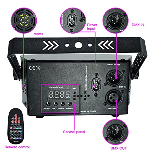 Amki Dj Disco Lights, 15 Eyes Rgb Party Lights Stage Light By Dmx512 Control, Sound Activated Led Pattern Strobe Lights For Parties Live Laser Light Show Xmas Club Bar Disco Dancing #TOP3