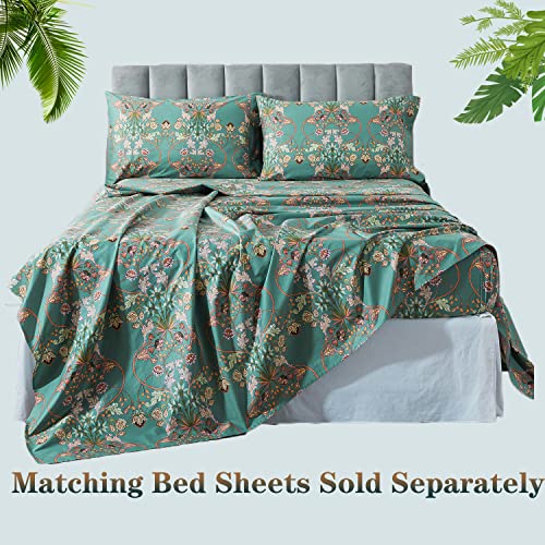 Fadfay Duvet Cover Set Floral Bedding Button Closure Twin 100% Cotton 600 Tc Shabby Vintage Reversible Blue Orange Comforter Cover Ultra Soft Breathable Luxury Boho Bedding Set 3Pcs #TOP6