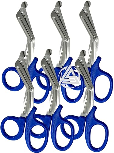 EMT Trauma Shears with Serrated Blade and Plastic Handle Blue (6 Pack) Paramedic Scissors