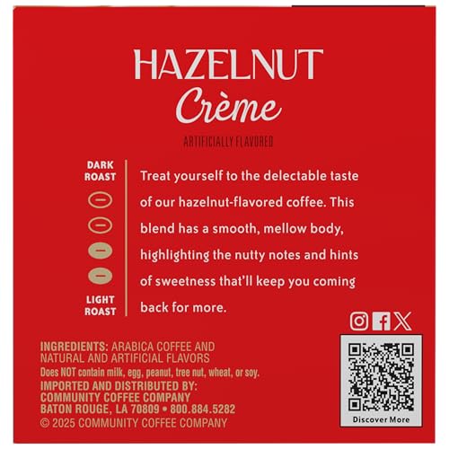 Image of Community Coffee Hazelnut Creme Flavored 12 Count Keurig K-Cup Coffee Pods, Medium Roast, 12 Count (Pack of 1)