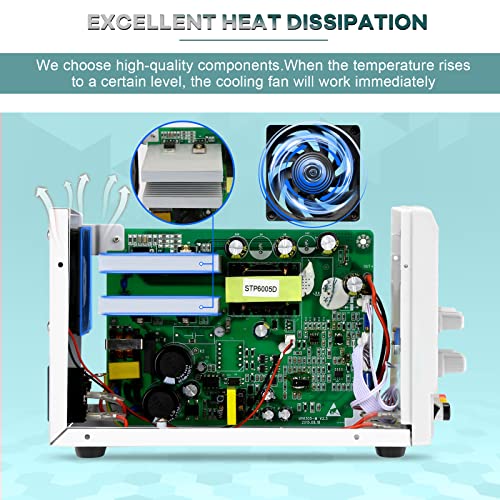 Labornetzteil 0-60V / 0-5A Labornetzgerät DC Regelbar für Laborunterricht, Elektronikreparatur, Heimwerken, Automobilelektronik und Galvanik