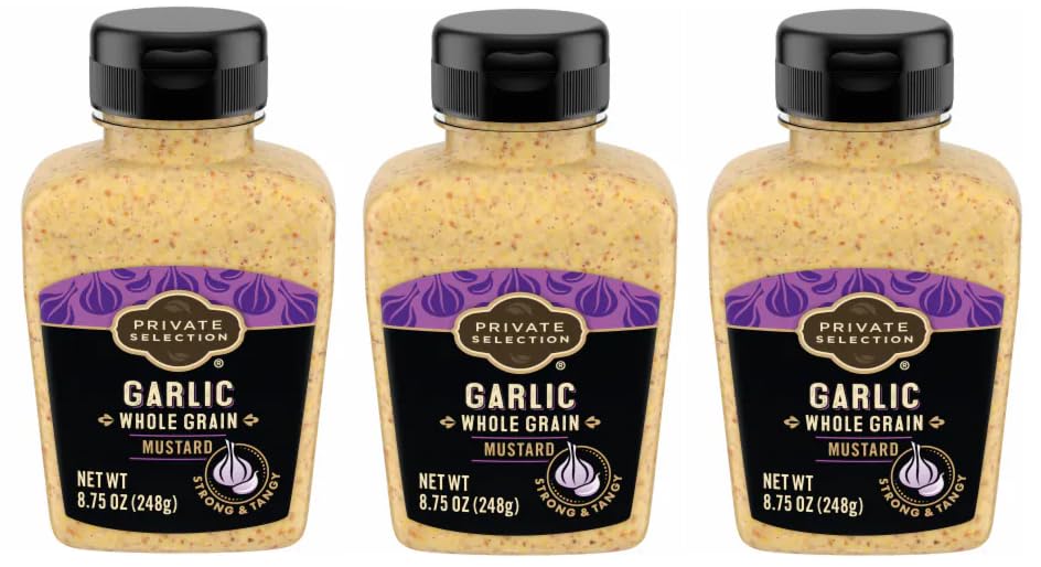 Pack Of 3 Private Selection Whole Grain Garlic Mustard 8.75 oz
