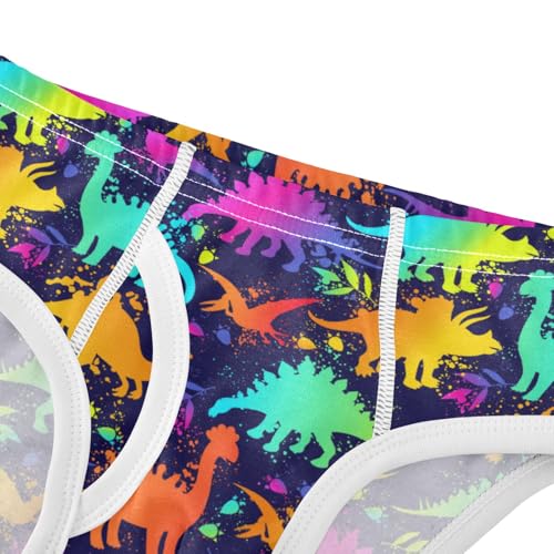 Boys' Exclusive Briefs Toddler Underwear 95% Combed Cotton Boxerbriefs 2T Rainbow Dinosaur Pattern 54